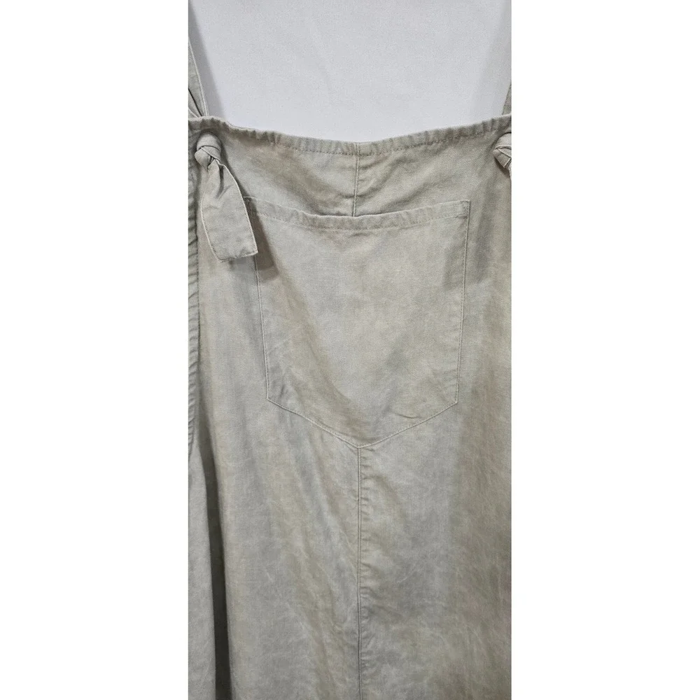 Zara women L wide leg linen lyocell blend overall‎ jumpsuit granola outdoor
